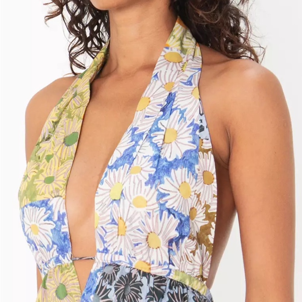Zara Floral Printed Patchwork Halter Mini Dress W… - image 3